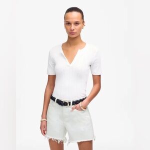 Madewell women’s The Brynn Long Short high rise relaxed leg white Size 32 NWT